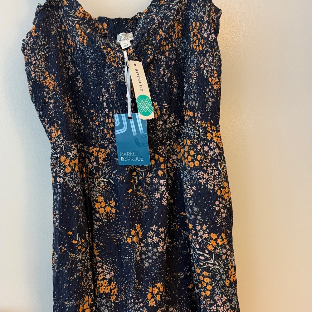 Market & Spruce Navy Smocked Dress